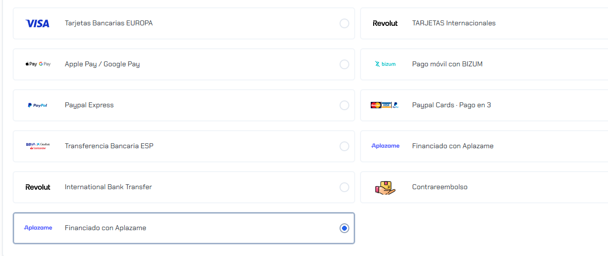 Financiado con Aplazame en el checkout