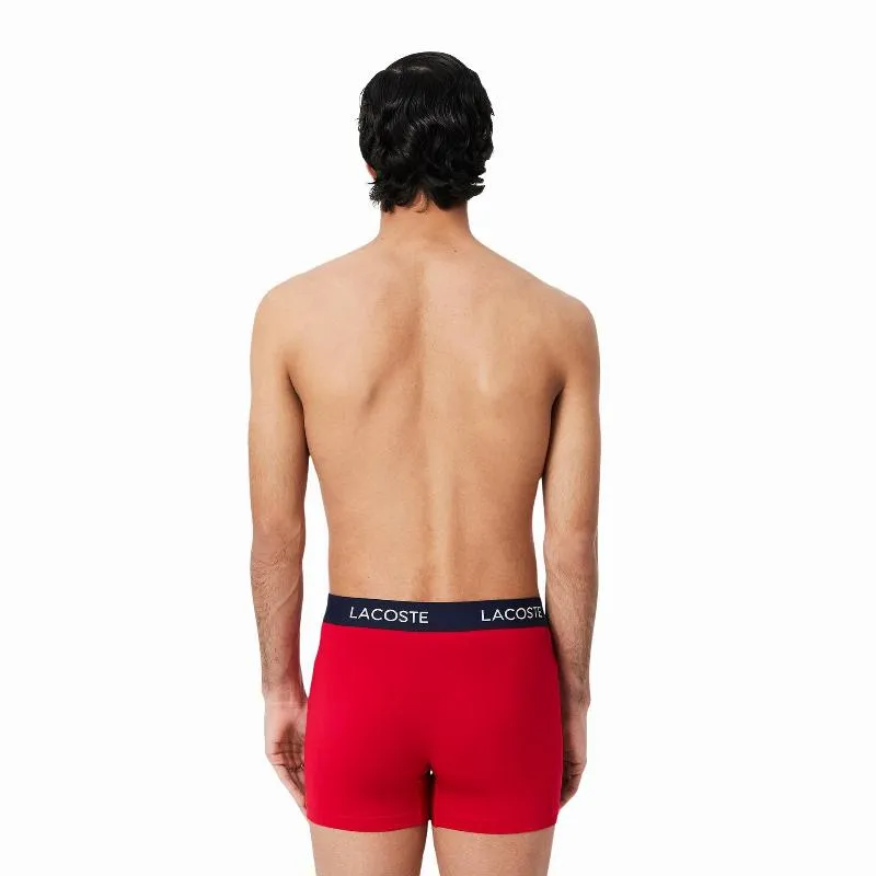Cuecas Lacoste Pique Azul Marinho Branco Vermelho 3 Unidades