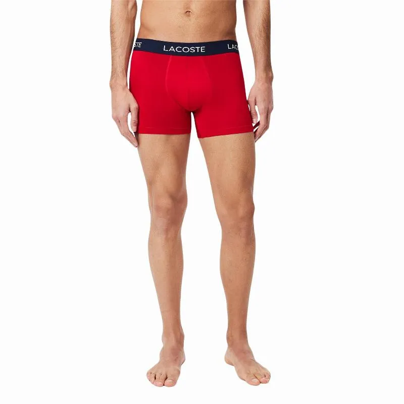 Cuecas Lacoste Pique Azul Marinho Branco Vermelho 3 Unidades