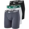 Boxers Lacoste Poliamida Branco Cinza Preto 3 unidades