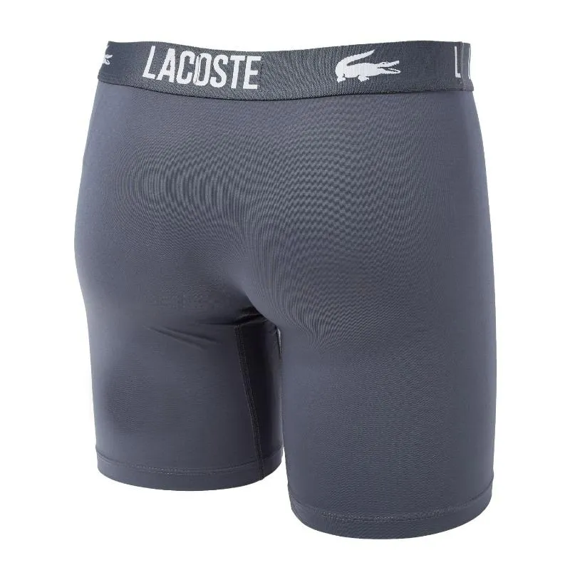 Boxers Lacoste Poliamida Branco Cinza Preto 3 unidades