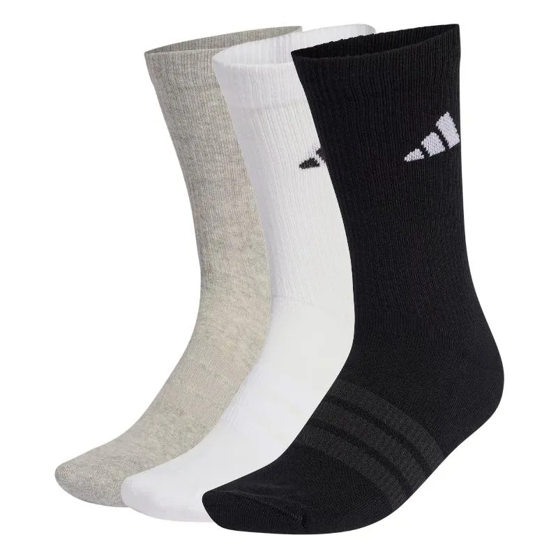 Calcetines Adidas Essentials Crew Gris Blanco Negro 3 Pares
