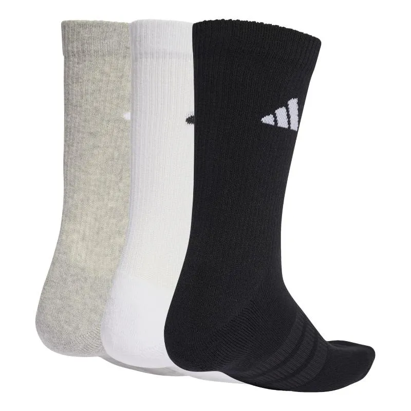 Calcetines Adidas Essentials Crew Gris Blanco Negro 3 Pares