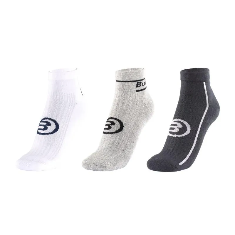 Calcetines Bullpadel BP264 I Blanco Gris Medio Vigore Negro 3 Pares