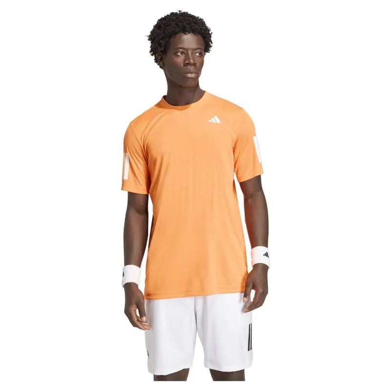 Camiseta Laranja Adidas Club 3 Stripes