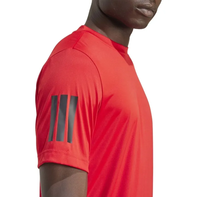 Camiseta Adidas Club 3 Stripes Vermelho Preto