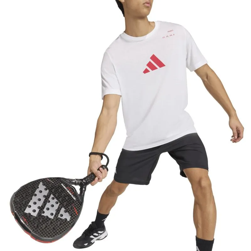 Camiseta branca com estampado Padel da Adidas