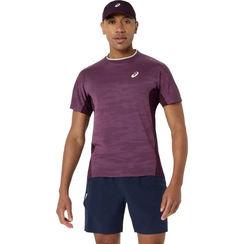 Asics Match Jacquard SS Top Dark Garnet T-Shirt