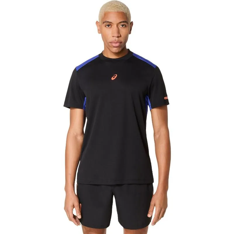 Camiseta Asics Padel Court SS Top Preto Azul Cobalto