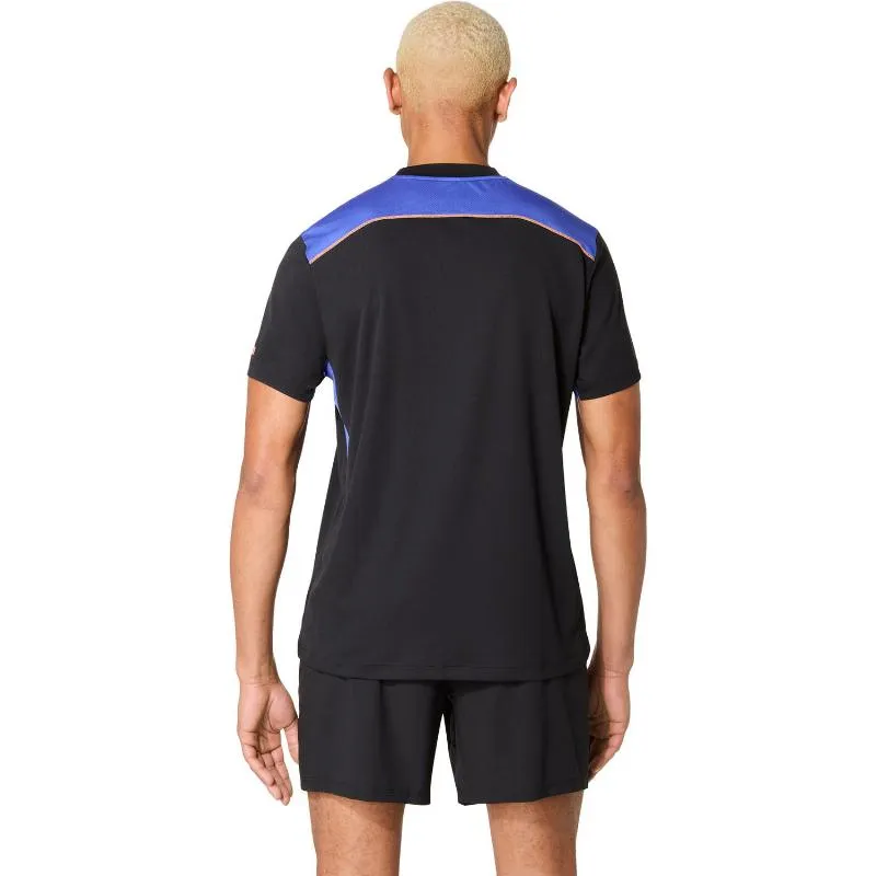 Camiseta Asics Padel Court SS Top Preto Azul Cobalto