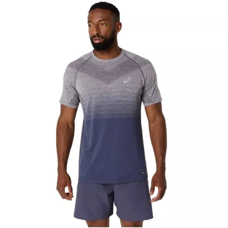 Camiseta Asics Seamless SS Top Lavanda Cinza Azul Índigo
