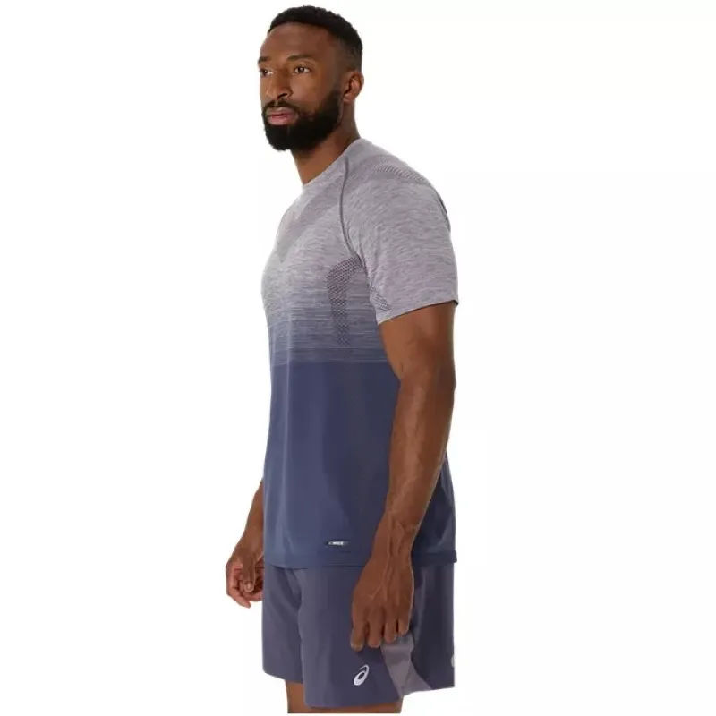 Camiseta Asics Seamless SS Top Lavanda Cinza Azul Índigo