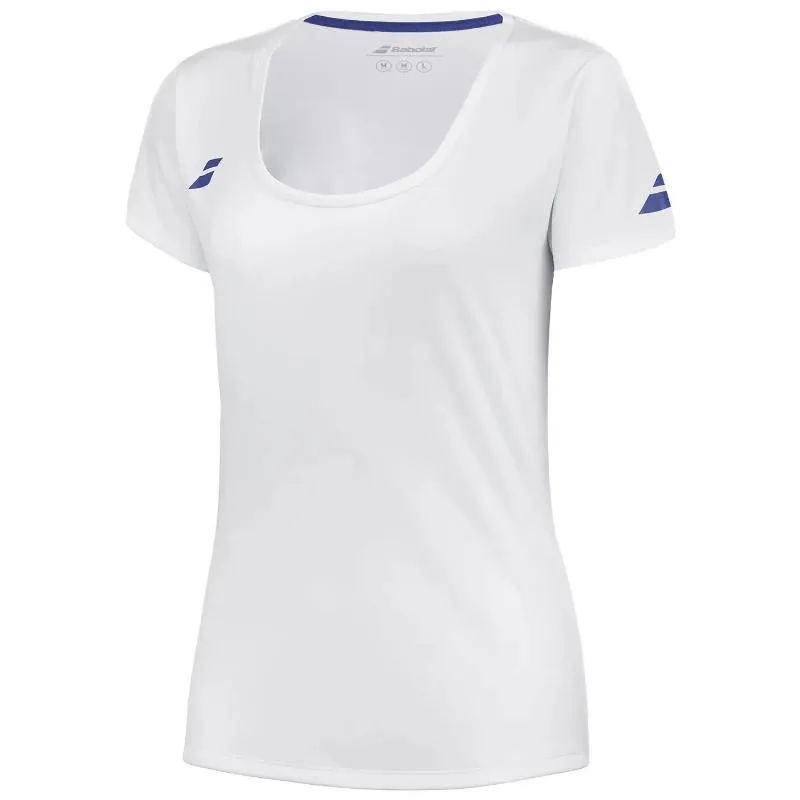 Camiseta Babolat Joga Capsleeve Blanco Azul Junior