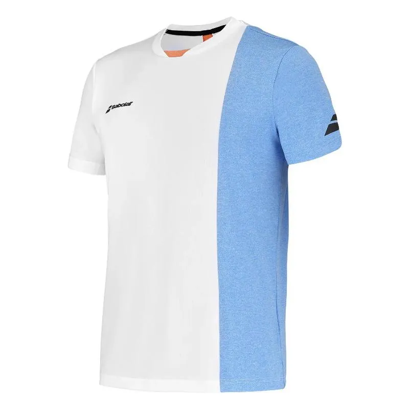 Camiseta Babolat Play Crew Neck Blanco Azul Junior