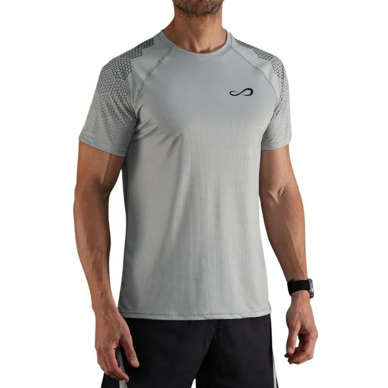 Camiseta cinza hexágono Infinita e Combativa