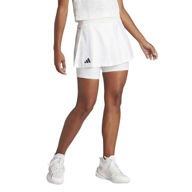 Saia Adidas Plissada Aeroready Pro Preto Branco