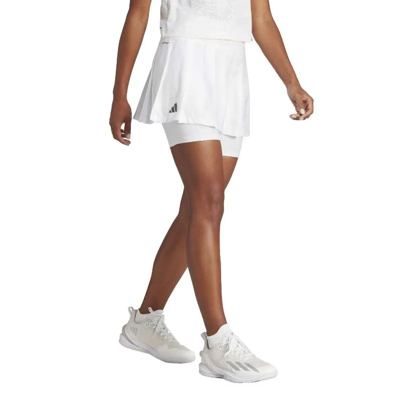 Saia Adidas Plissada Aeroready Pro Preto Branco