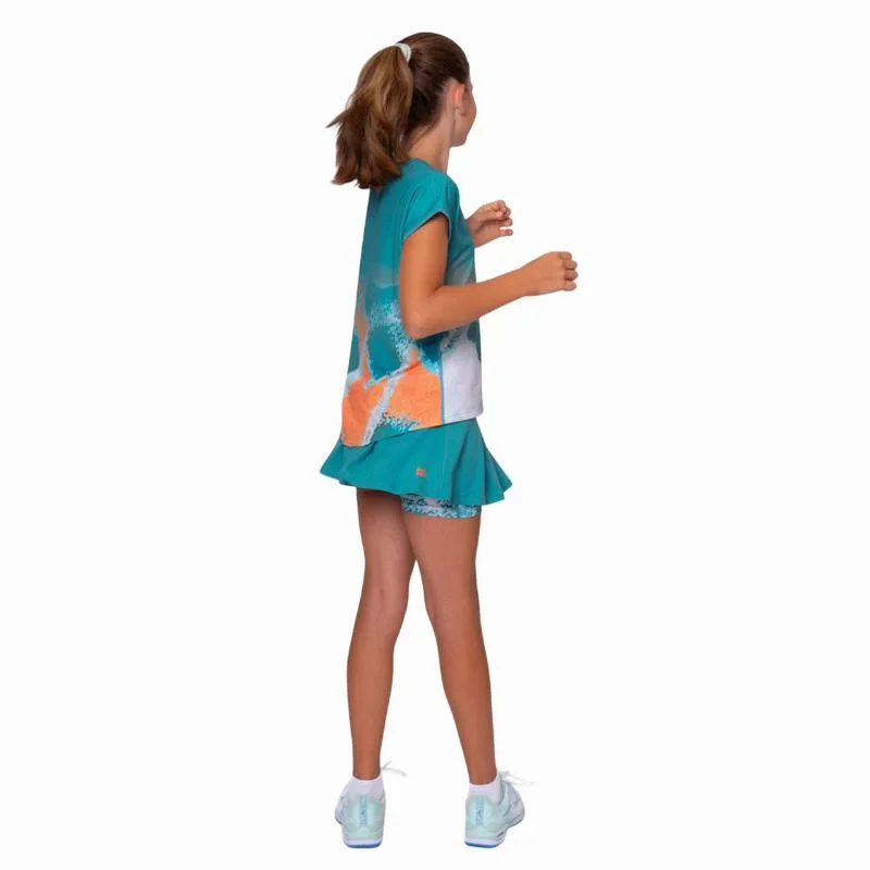 Falda Bidi Badu Melbourne Impresso Ondulado Petroleo Naranja Junior
