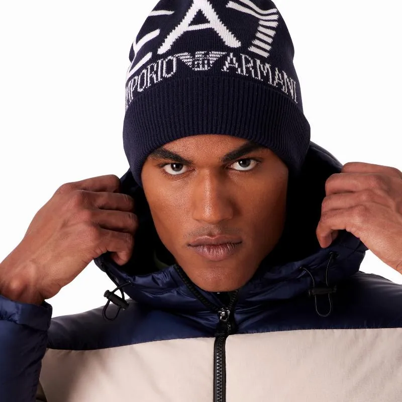 Gorro Armani EA7 Beanie Azul Armani Blanco