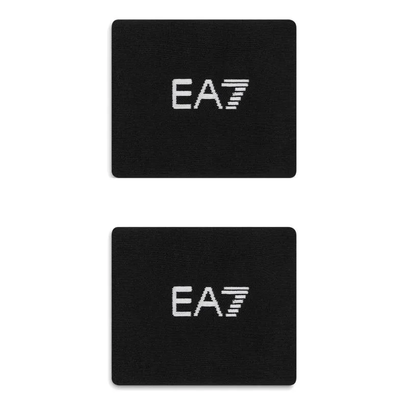 Muñequeras Armani EA7 Tennis Pro Largas Negro Blanco 2 Unidades