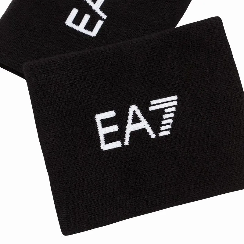 Muñequeras Armani EA7 Tennis Pro Largas Negro Blanco 2 Unidades