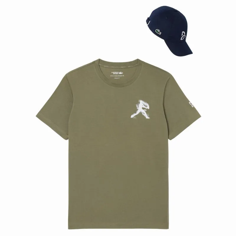 Pack Lacoste Novak Djokovic Khaki T-Shirt and Black Cap