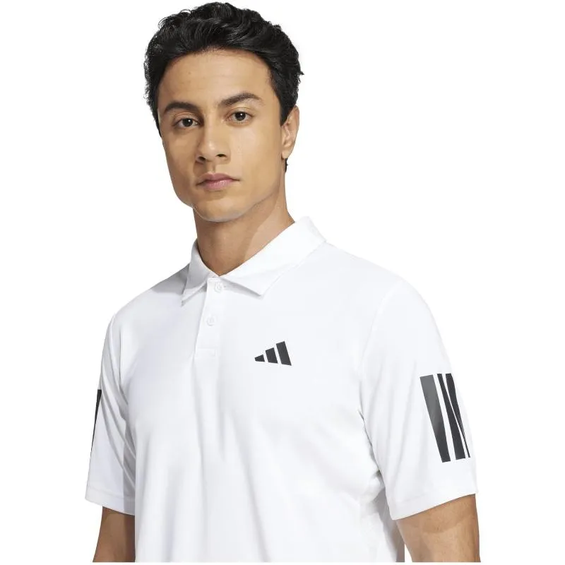 Polo Adidas Club 3 Stripes Branco Preto