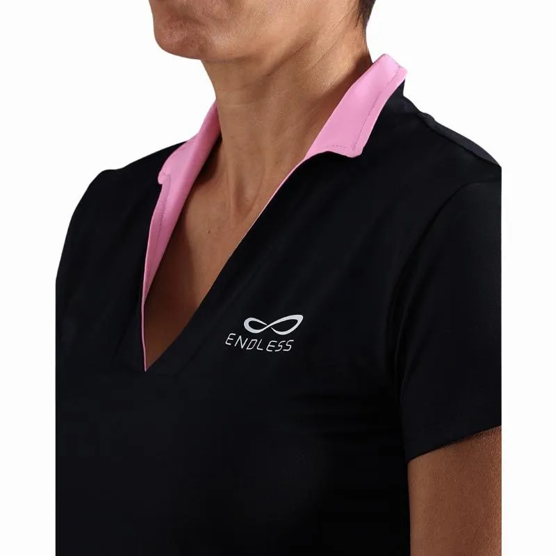 Polo Endless Onyx Sleeves Negro Rosa