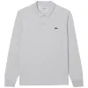 Polo Manga Larga Lacoste Regular Fit Algodon Gris Vigore