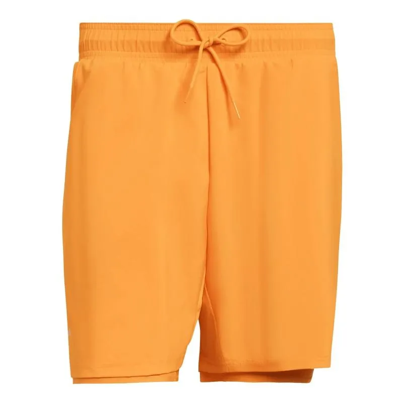 Shorts Laranja Adidas Club 2 em 1