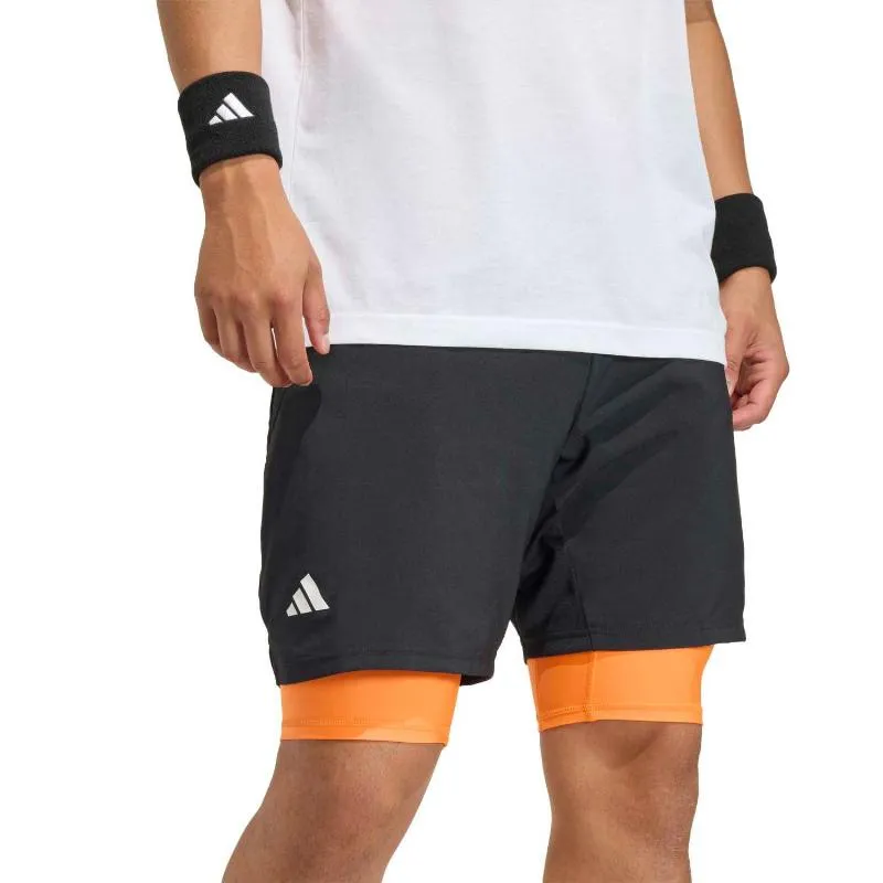 Short Adidas Club 2 En 1 Negro Naranja