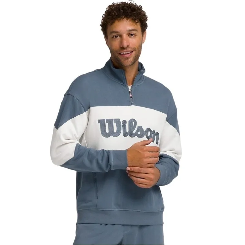 Moletom Wilson Parkside com Meio Zíper Teal Cinza