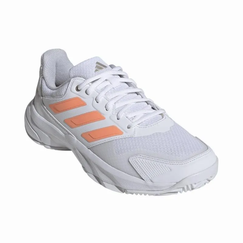 Tênis Femininos Adidas CourtJam Control 3 Branco Laranja