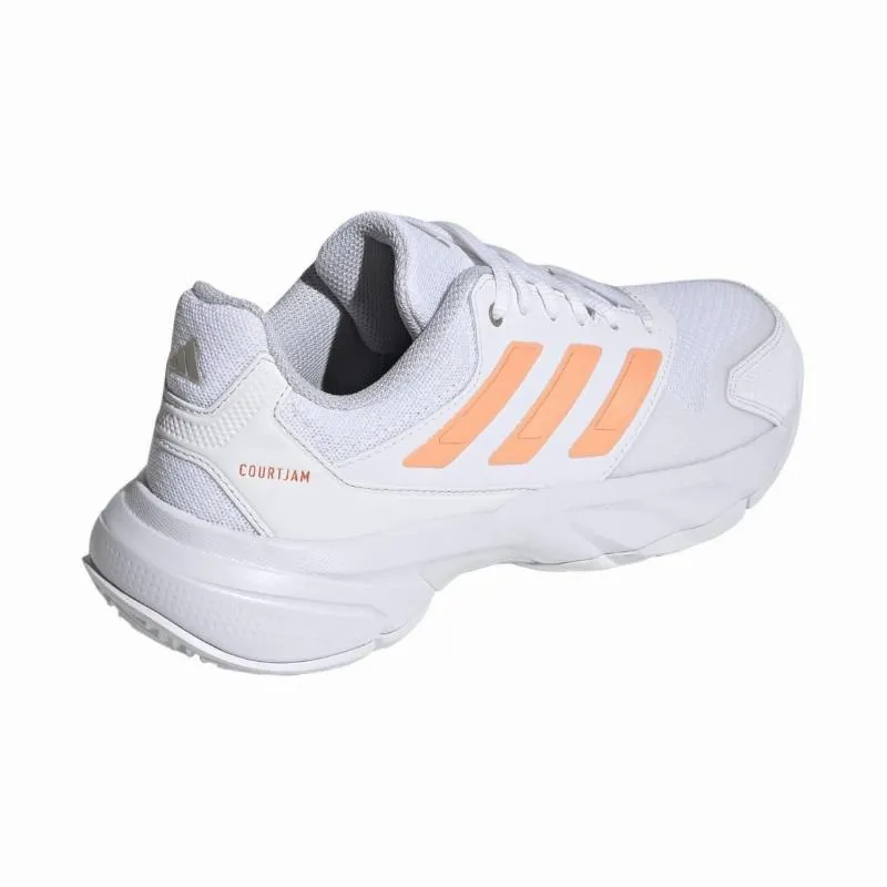 Tênis Femininos Adidas CourtJam Control 3 Branco Laranja