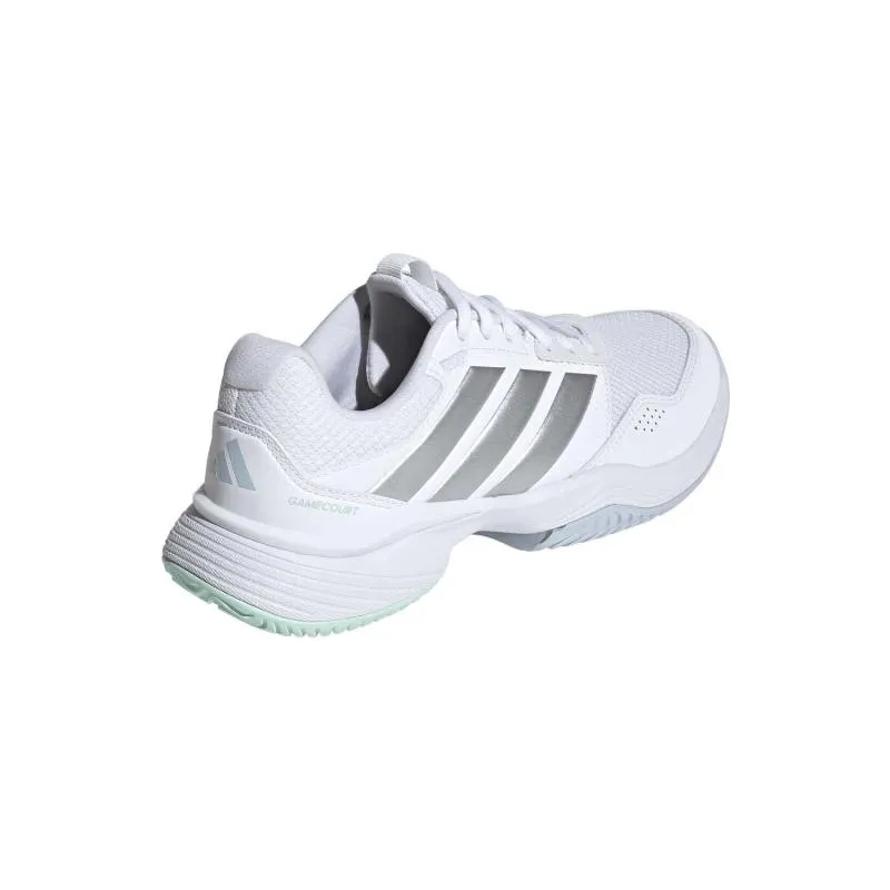 Tênis femininos Adidas GameCourt 3 Branco Prateado