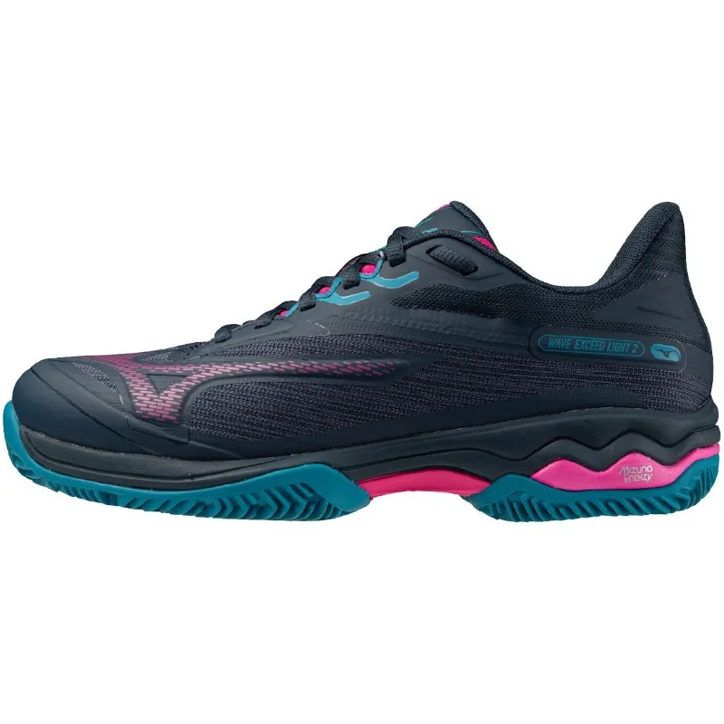 Mizuno Wave Exceed Light 2 Padel Azul Marinho Fúcsia Tênis Feminino