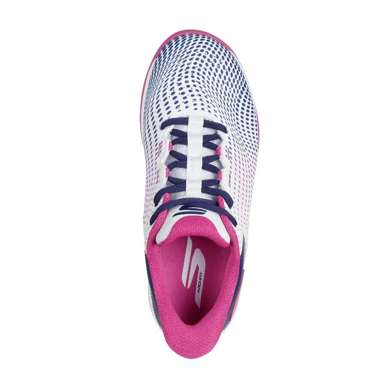 Tênis Feminino Branco Azul-Marinho Skechers Court Reload
