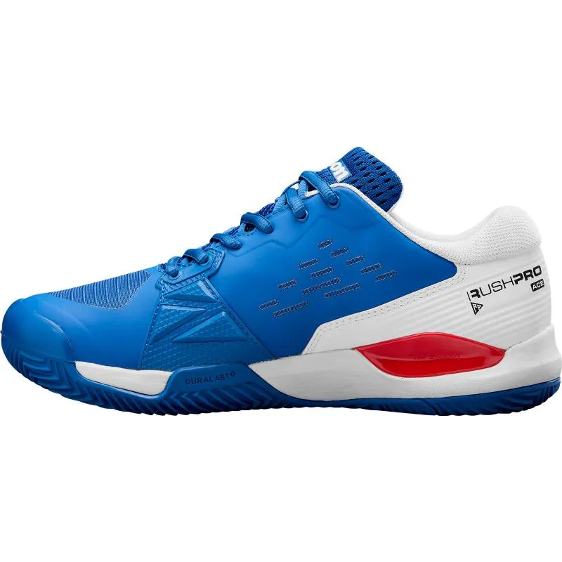 Tênis Wilson Rush Pro Ace Clay Azul Branco Vermelho