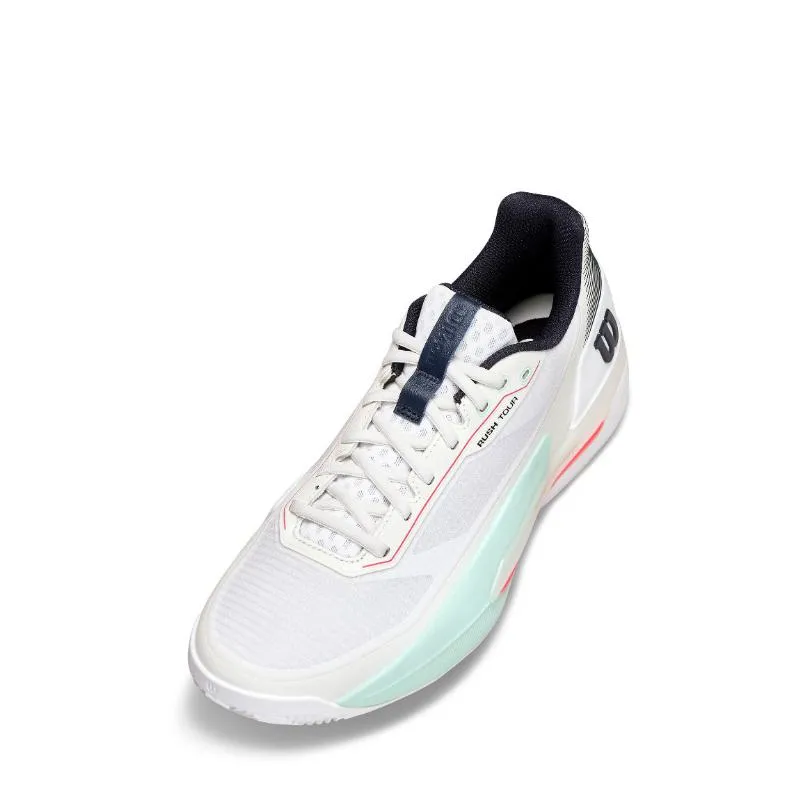 Tênis Wilson Rush Tour 5 Clay White Aqua Coral