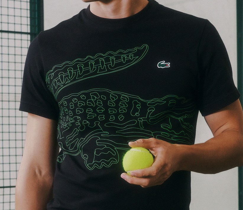 Camiseta de pádel Lacoste con el cocodrilo de gran tamaño